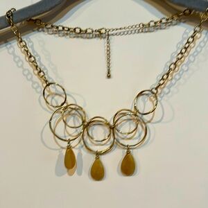 Jewelry. Gold Chain with 3 stone accent.